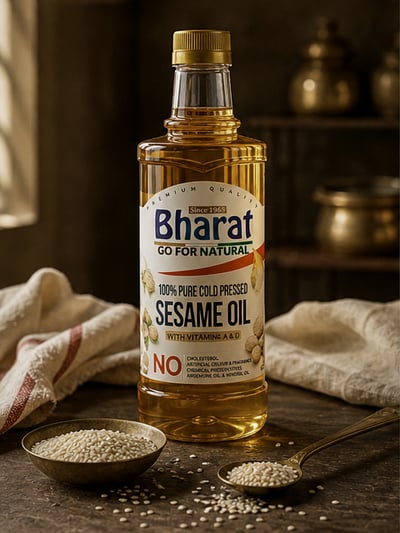 Bharat Sesame oil bottle