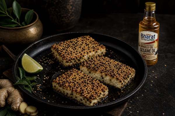 Sesame-Crusted Paneer Steak recipe